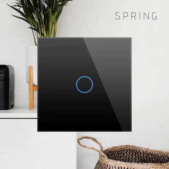 Image du produit Spring Three Gang, commutateur tactile à une voie, noir de verre