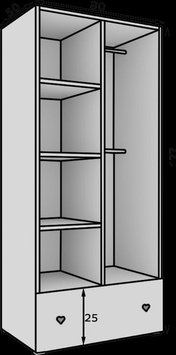 Produktbild ADRK Furniture Schrank Emily mit Drehtüren und einem griff in Form eines Balls (80 cm)