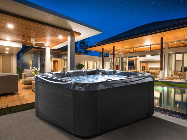 Actual product image Beliani Whirlpool Outdoor grey with LED square 200 x 200 cm LASTARRIA (5 pers.)