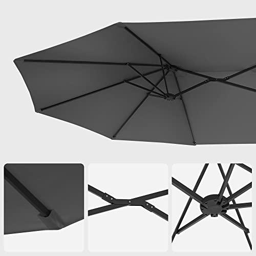 Produktbild Songmics Sonnenschirm gross 460 x 270 cm Grau (2.70 m)