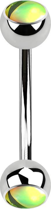 Immagine prodotto Star Piercing Micro banana argento con due sfere verdi iridescenti (senza ottone, Acciaio chirurgico 316L)