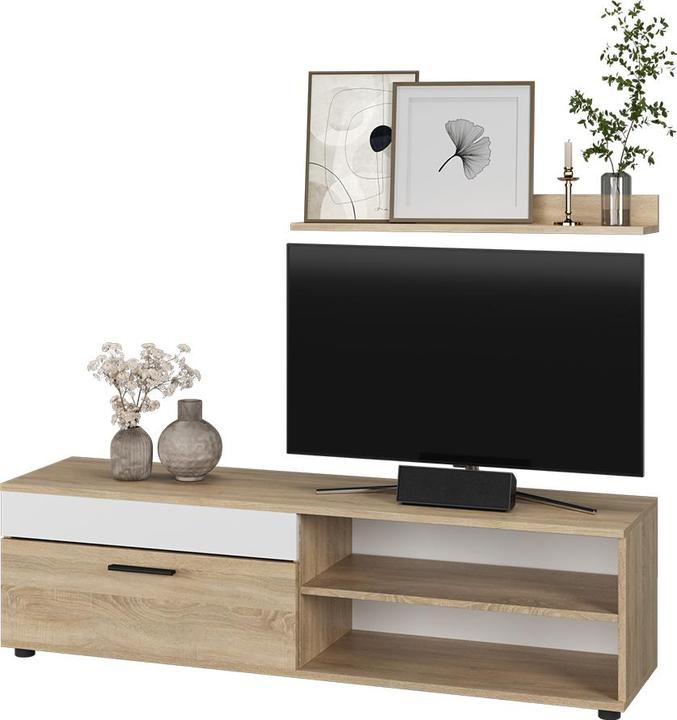 Immagine prodotto Vichy Lowboard & Regal Berno, Sonoma/Weiss, mit 1 Klappe