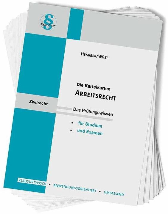Actual product image Arbeitsrecht. Karteikarten (German, Achim Wüst, Michael Tyroller, Karl E. Hemmer, Clemens D'Alquen, 2020)
