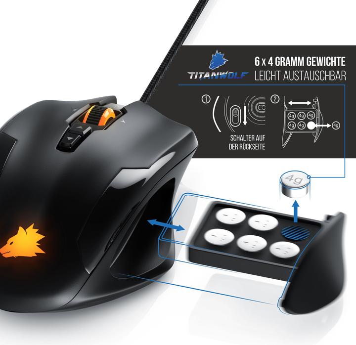 Actual product image Titanwolf Gaming Laser Mouse with 12 programmable buttons | Mouse with 10800 dpi | Polling rate up to 1000Hz (Cable)