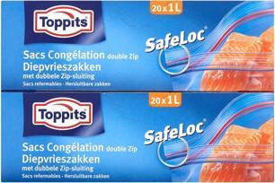 Actual product image Toppits Safeloc Zipper Freezer Bag 1 litre 20 (20 x)