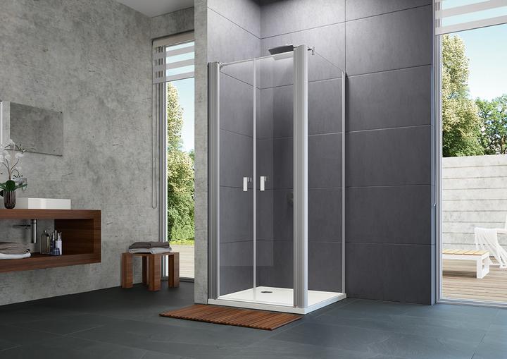 Hüppe Design pure Seitenwand, für Pendeltür, Breite 700mm, Höhe 2000mm, Montage auf Fliesenboden (211 cm, 79 cm, 6 cm)