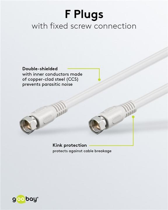 Immagine prodotto Goobay Cavo antenna SAT 80 dB, 2x schermato (80 dB, Cavi antenna)