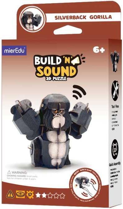 Actual product image mierEdu Sound wonder 3D puzzle. Silverback gorilla (33 pieces)