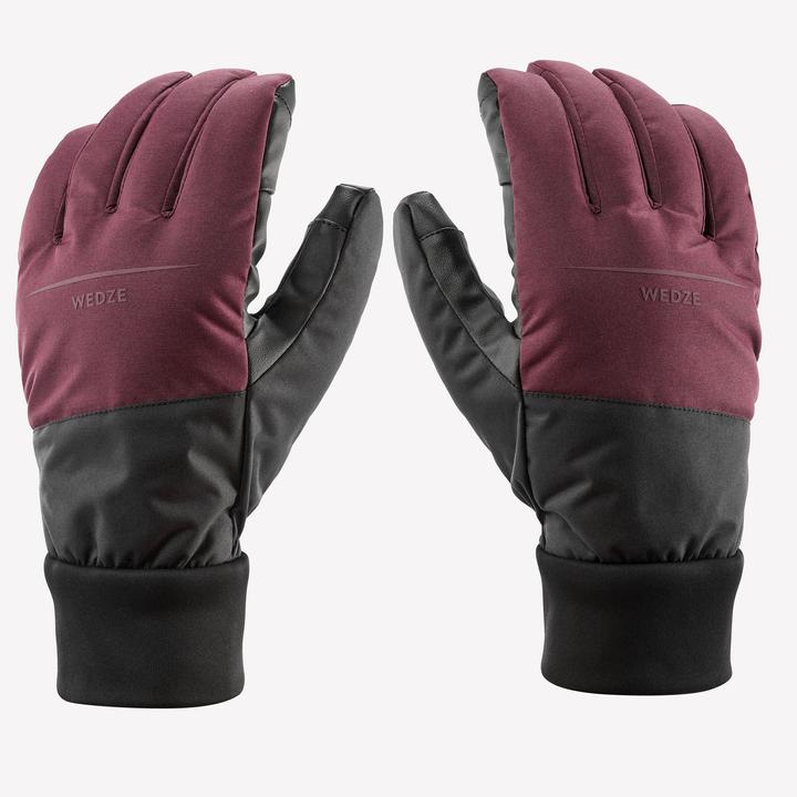 Wedze Skihandschuhe Erwachsene - Light 100 bordeaux-rot/schwarz (XL)