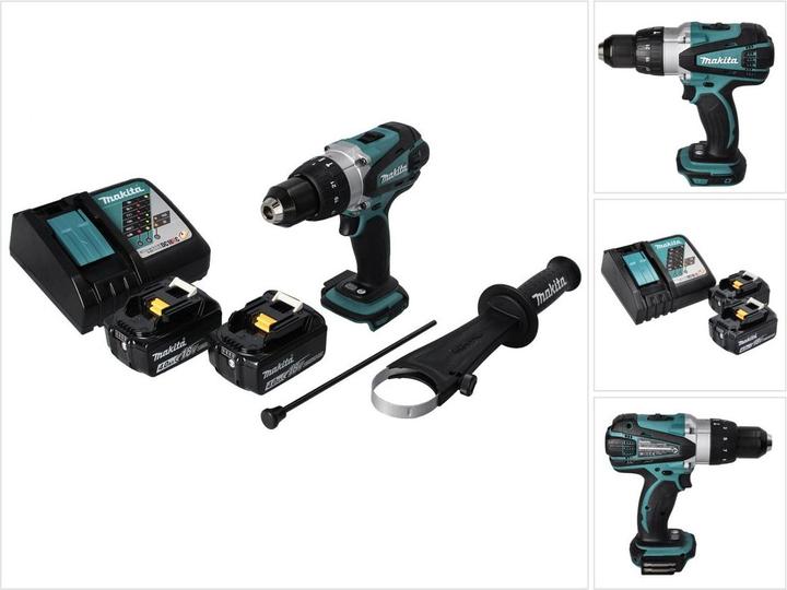 Image du produit Makita DHP 458 RM Perceuse-visseuse à percussion sans fil 18 V 91 Nm + 2x batterie 4,0 Ah + chargeur (Fonctionnement sur batterie)