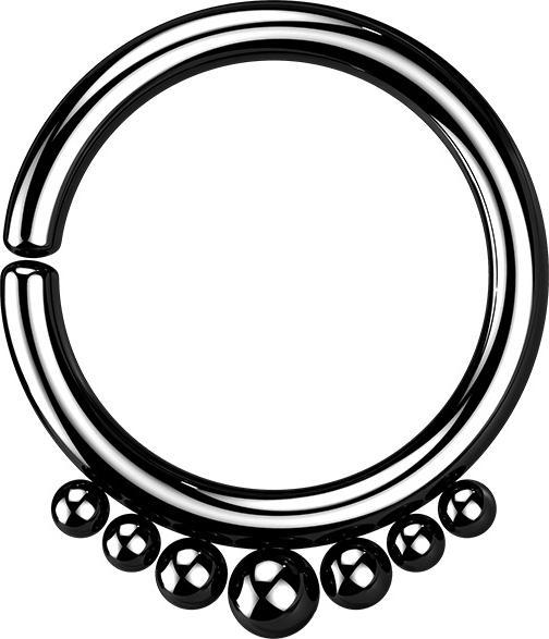 Actual product image Star Piercing Micro Piercing Ring black seven balls (Surgical steel 316L, without brass)