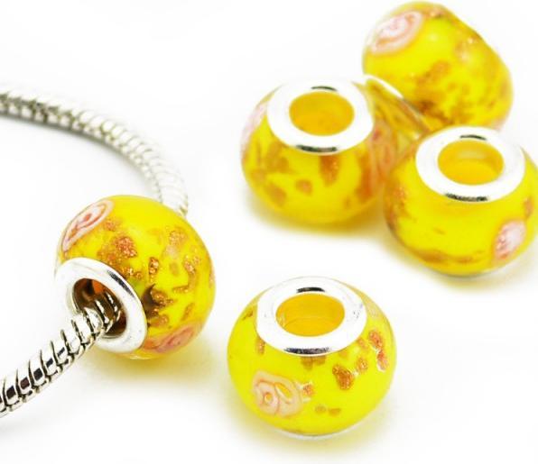 Image du produit Hermex Verre Bead Perle argenté 925 - Jaune (Argent 925, Verre)
