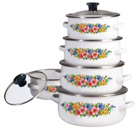 Productafbeelding Klausberg pannenset - emaille - alle warmtebronnen - wit