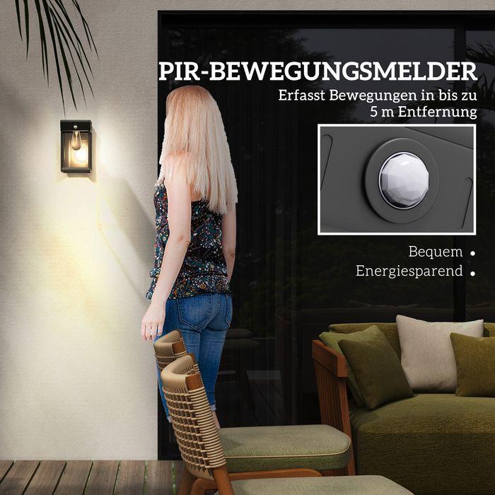 Produktbild Swisshandel24 Solar Wandleuchte LED Aussenleuchte Gartenleuchte warmweiss verstellbar Lichtsensor IP44 Schwarz (160 lm, IP44)