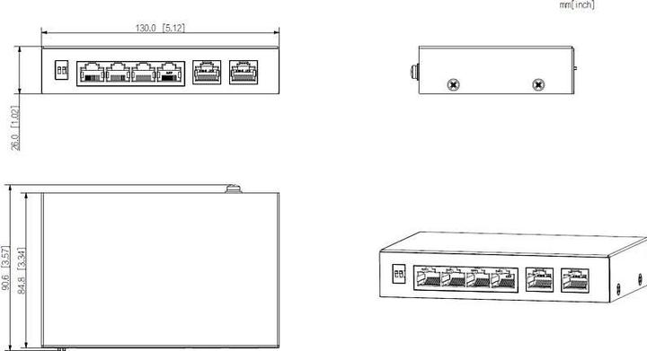 Actual product image Dahua PoE switch PFS3006-4GT-60-V2 unmanaged (4 Ports)