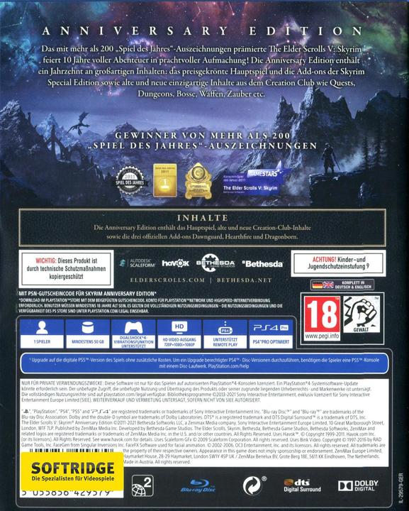 Image du produit Bethesda The Elder Scrolls 5 : Skyrim Anniversary Edition (mise à niveau gratuite vers la PS5) (PS4, DE)