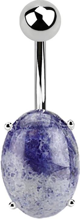 Image du produit Star Piercing Banane argentée avec pierre sodalite ovale (Minéral, sans laiton, Acier chirurgical 316L)