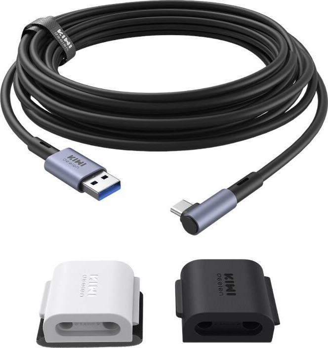 KIWI design 5M Link Cable with Cable Clip QL105 for Meta Quest 2 Black