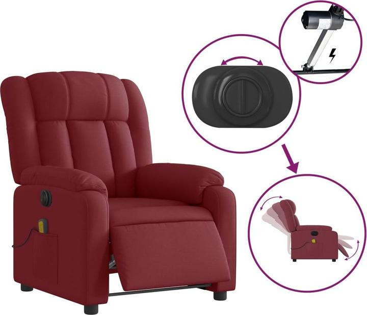 Produktbild VidaXL Massagesessel Fernsehsessel Relaxsessel Sessel Liegesessel Weinrot Stoff