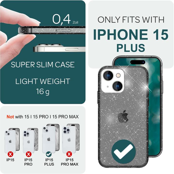 Produktbild Nalia Klare Glitzer Silikon Hülle (Apple iPhone 15 Plus)