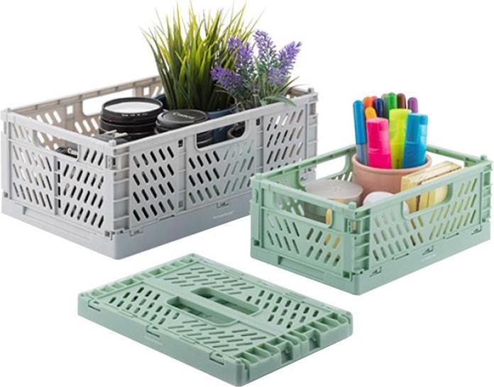 Immagine prodotto InnovaGoods 3x scatole portaoggetti impilabili e pieghevoli (30 x 20 x 12 cm, 20 x 15 x 9 cm)
