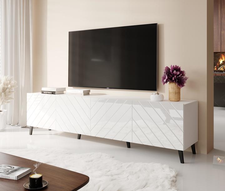 Image du produit Cama Armoire RTV ABETO 200x42x52 blanc/blanc brillant (200 x 42 x 52 cm)