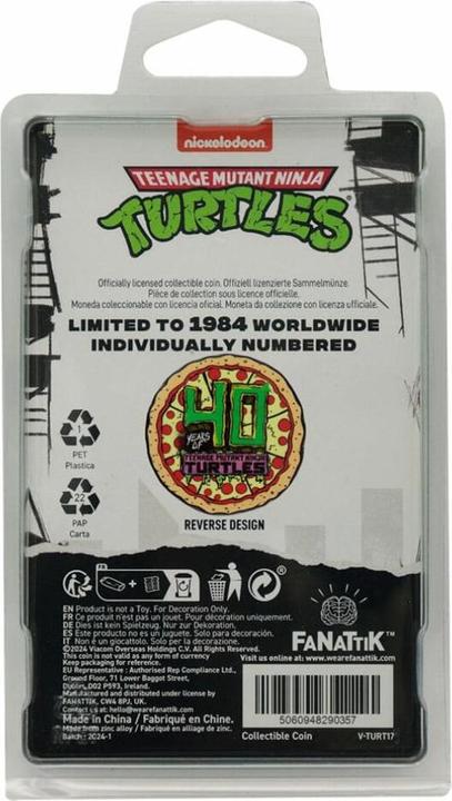 Immagine prodotto Fanattik Moneta da collezione Teenage Mutant Ninja Turtles 40° Anniversario Edizione Limitata (2024)