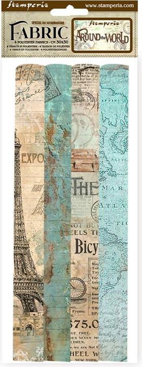 Image du produit Stamperia Paquet de tissus "Around the World", set de 4, 4 designs à 30 x 30 cm