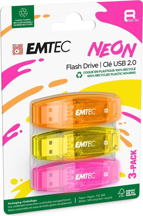 Immagine prodotto Emtec USB2.0 C410 8GB P3 NEON (8 GB, USB-A)