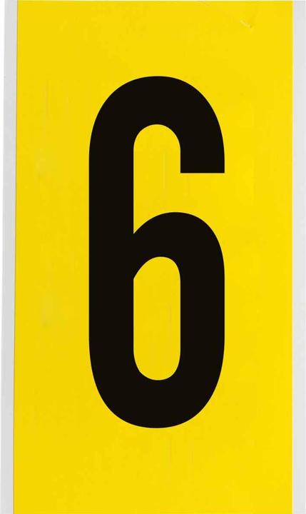 Actual product image Brady 3470-6, B-499, nylon fabric, number 6, black on yellow, 127 x 228mm, font height 152mm(25 K. á