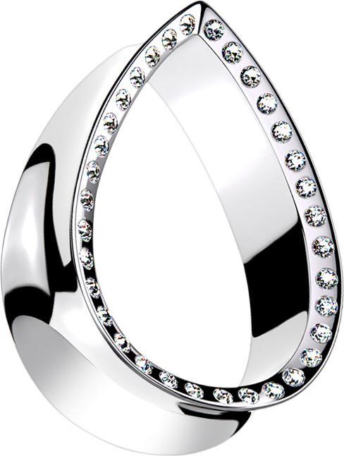 Produktbild Star Piercing Flared Tunnel silber Tropfen mit Kristall silber (ohne Messing, Chirurgenstahl 316L)
