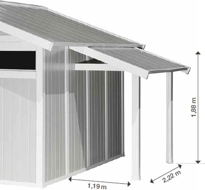 Immagine prodotto Grosfillex Tettoia per capannone in plastica, 119 x 222 x 188 cm, grigio-bianco