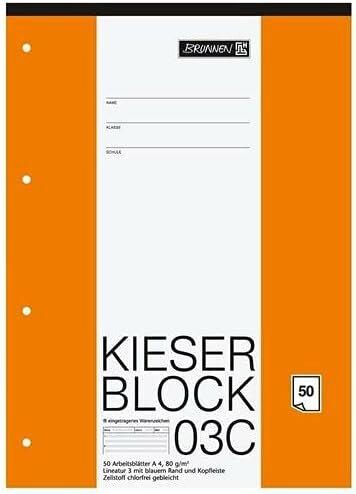 Image du produit Bloc de travail Kieserblock perforé DIN A4 ligné Règle 3ème année scolaire (A4, À rayures, Non contraignant)