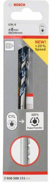 Immagine prodotto Bosch Professional Zubehör Trapano per calcestruzzo CYL-5, Granito blu, 8 x 50 x 100 mm (8 mm)