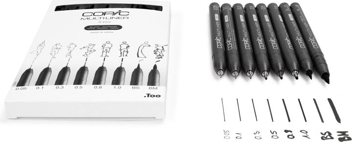 Produktbild Copic Multiliner Set schwarz, 8 Stück (Schwarz, 8 x)