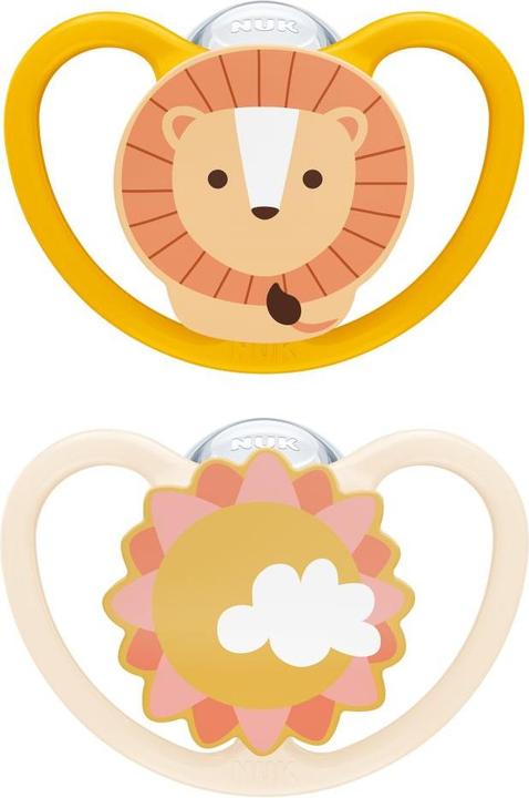 NUK Schnuller Schnuller 2er Pack Space - Silikon 6-18 M - Löwe / (2 x, 6 - 18 Monate)