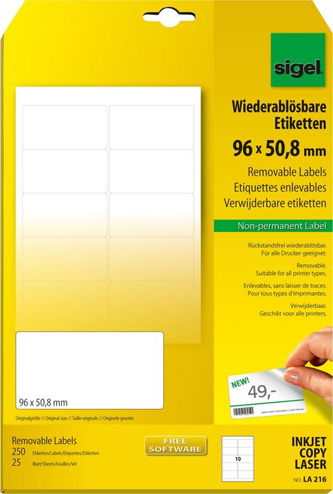 Produktbild Sigel Wiederablösbare Etiketten