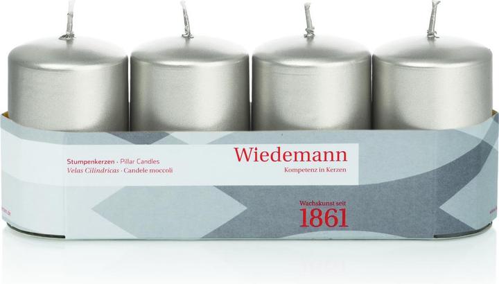 Wiedemann Candle Pillar Pack of 4 silver (4 pcs.)