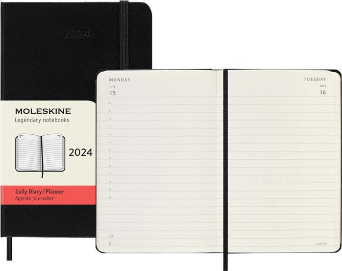Actual product image Moleskine 12 Month Daily Calendar 2024, Pocket/A6, Black (A6, English)