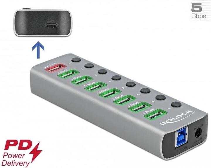 Actual product image Delock USB 3.2 Hub (USB-B, 9 Ports)