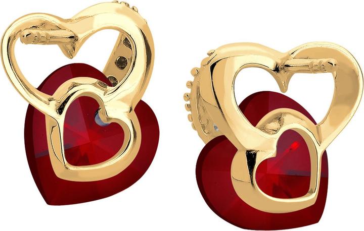 Elli Ohrringe Herz Liebe Kristalle 925 Silber Honey (925er Sterling Silber, Glaskristall)