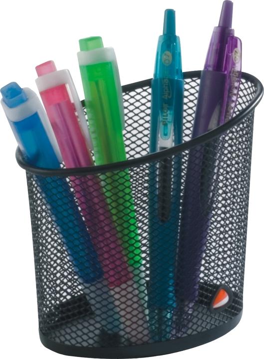 Actual product image Alba Pencil holder mesh, made of wire metal, black round, diameter: 60 mm, height: 105 mm, allows a