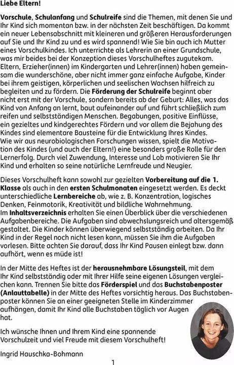 Immagine prodotto Vorschule. Förderung der Schulreife (Tedesco, Ingrid Hauschka-Bohmann, Martina Knapp, 2022)