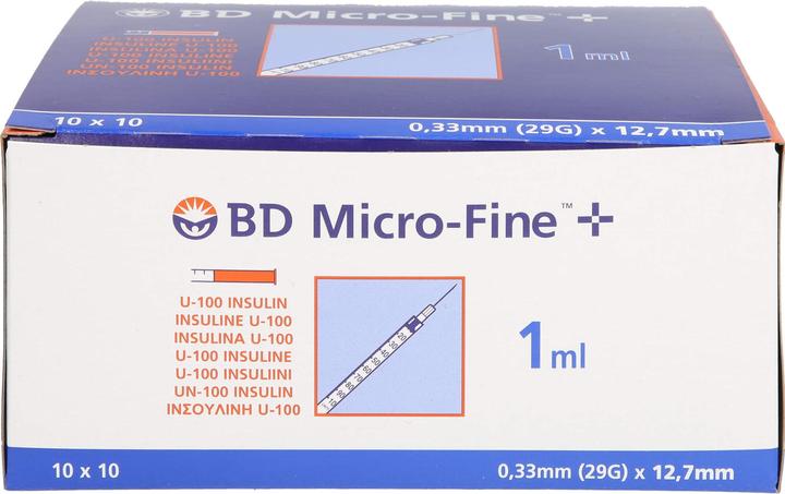 Image du produit BD + U100 seringues à insuline 12.7 x 0.33 mm (Seringue d'insuline)