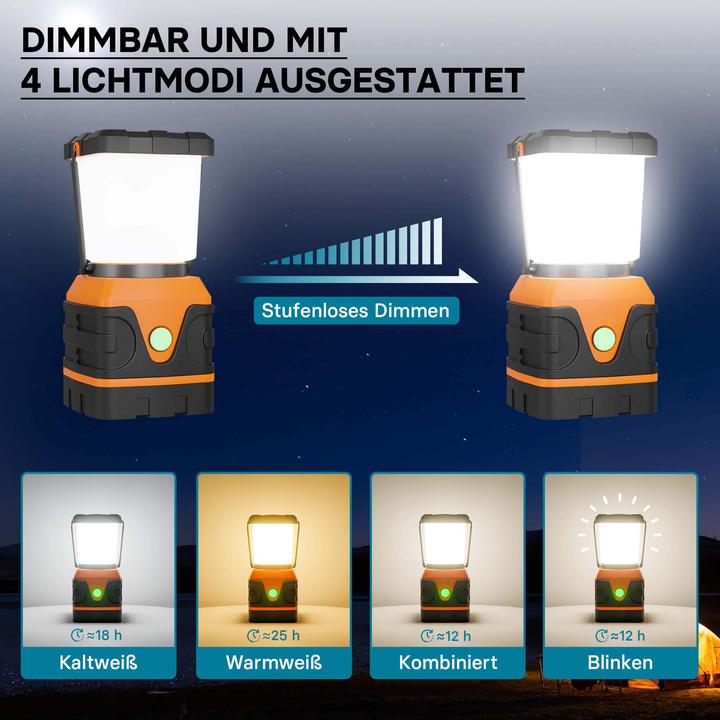 Produktbild Toboli Campinglampe batteriebetrieben LED Outdoor Lampe dimmbar Campingleuchte
