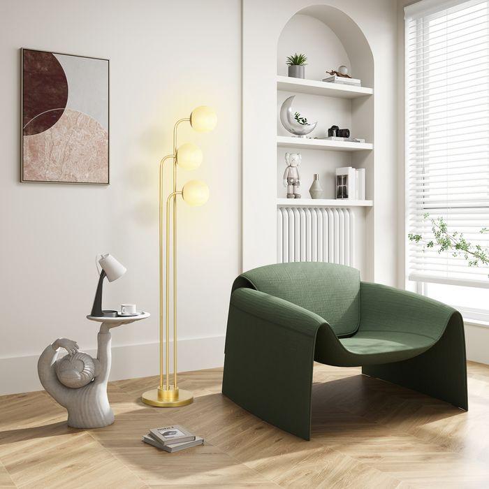 Immagine prodotto Swisshandel24 Stehlampe mit 3 Lampenschirmen, 120W Leselampe, 1,65 m hoch Nachttischlampe (E27)