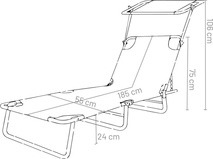 Produktbild VCM Sonnenliege Liegestuhl mit Sonnendach (185 cm)