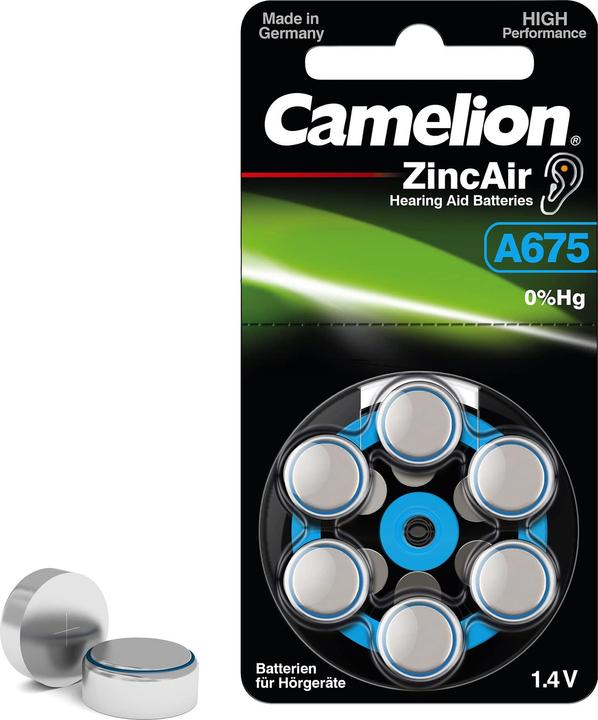 Image du produit Camelion A675 - Pile jetable - PR44 - zinc-air - 1,4 V - 6 pièce(s) - argenté (5 pcs, PR44, 620 mAh)