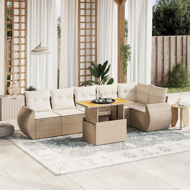 Produktbild VidaXL Gartenmöbel Sofa Garnitur Gartengarnitur Garten Sitzgruppe 7-tlg. Beige
