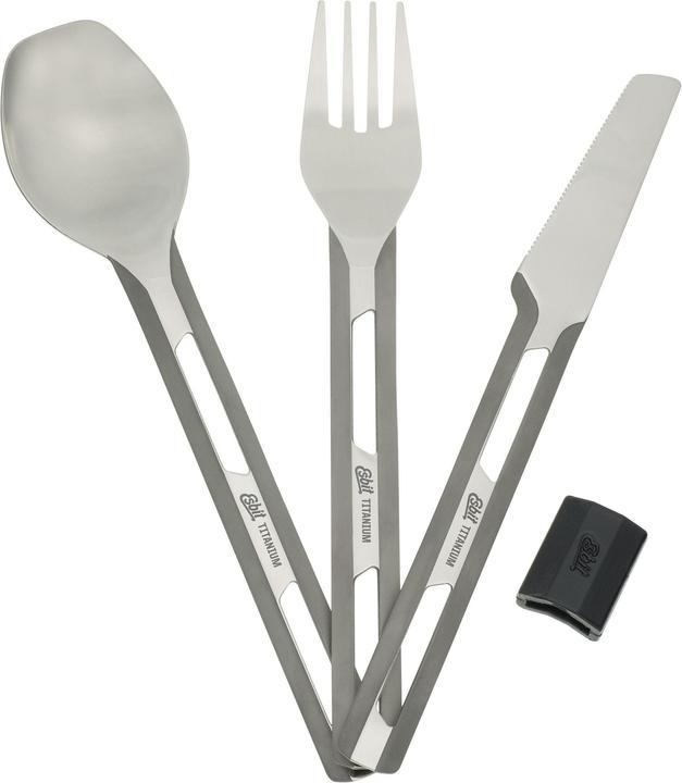 Esbit TC4-TI Titanbesteck mit Silikon Manschette 3-teilig